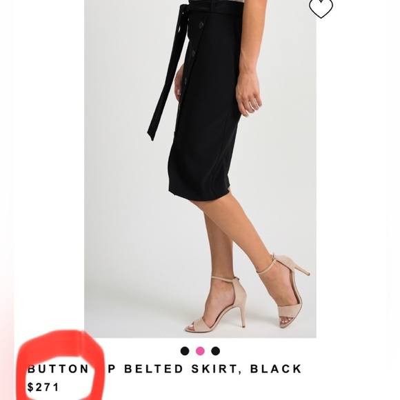 JOSEPH Ribkoff black BUTTON UP BELTED SKIRT Sz 14 - Picture 10 of 11